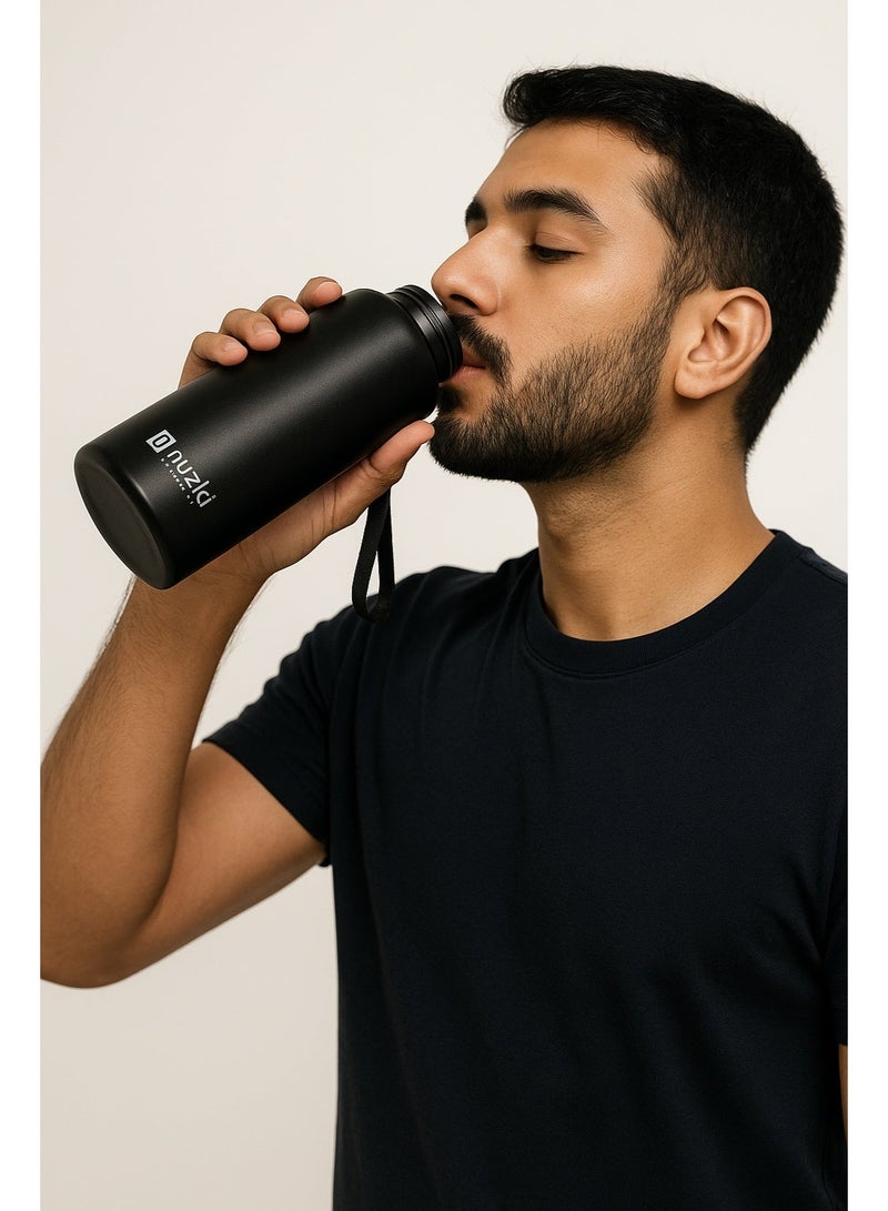 Nuzki  Stainless Steel Vacuum Insulated Water Bottle – Hot & Cold Thermos Flask with Cup Lid, Leakproof Travel Bottle, BPA-Free, Durable Steel Bottle for School, Office, Gym & Outdoor Use - Image 4